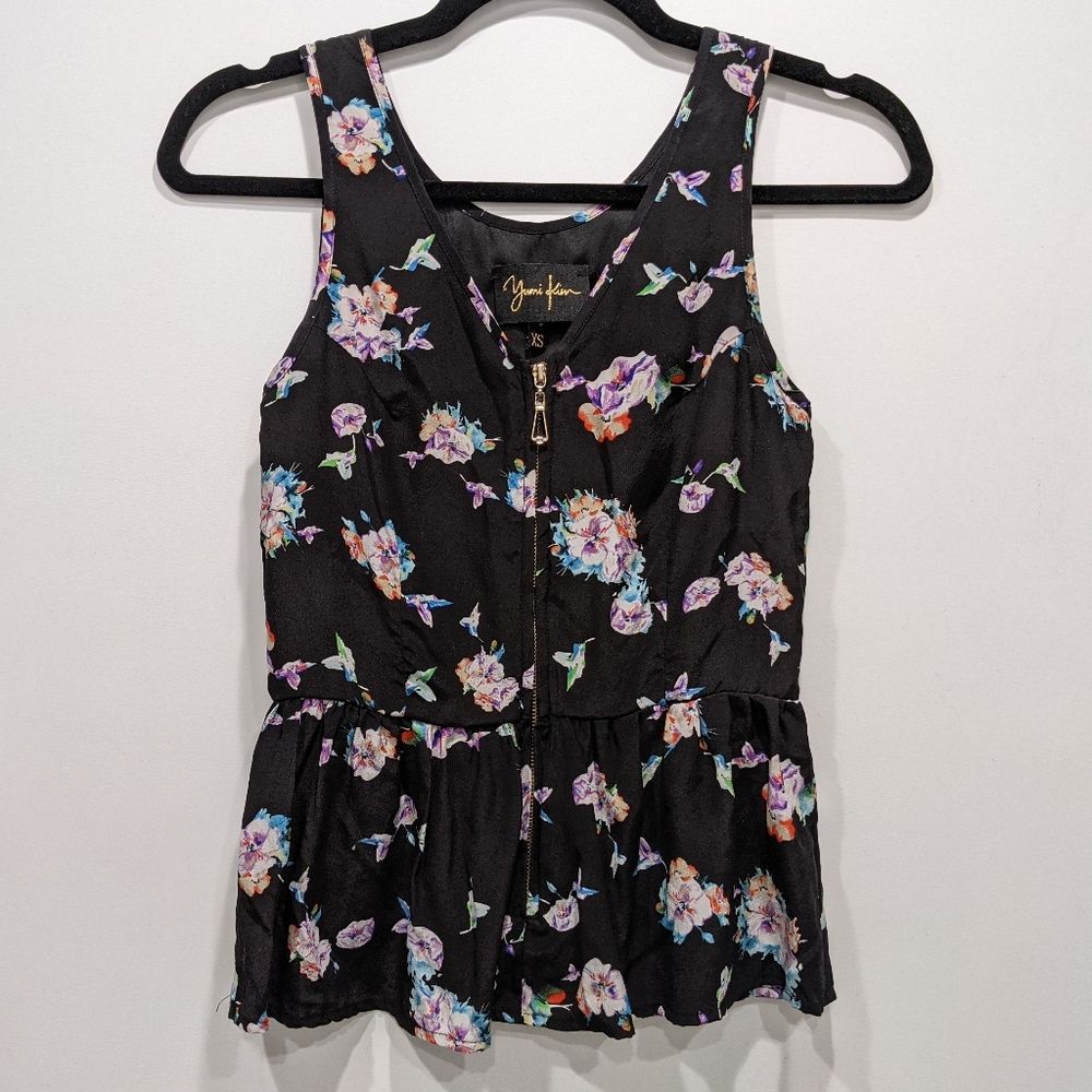 YUMI KIM Silk Peplum Zippered Top